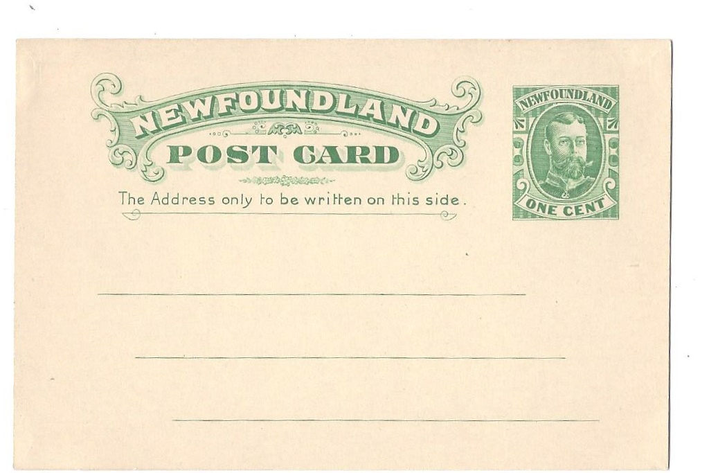 Newfoundland Canada 1911 HG9 UX9 KEVII 1c Green Postal Stationery Card