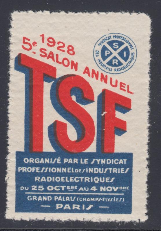 France, 1928 Electric Radio Conference, Paris. MNH VF Cinderella