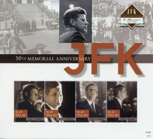 Palau JFK Stamps 2013 MNH John F Kennedy 50th Memorial US Presidents 4v M/S II