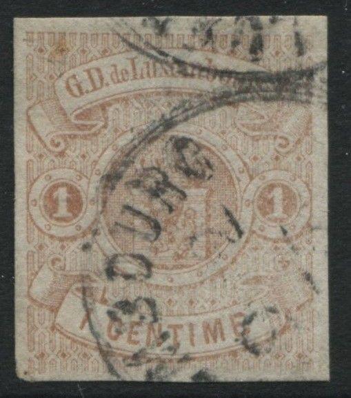 Luxembourg 1863 1c buff with 4 large margins CDS used