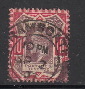 Great Britain used #137 10p Edward VII Variety: Cross touching triangle