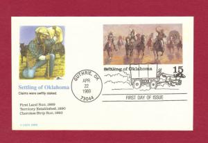 1989 SETTLING OF OKLAHOMA #UX130, 2 FDCs