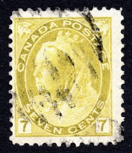 Canada 1896 7¢ Victoria Stamp #81 Used CV $22.50