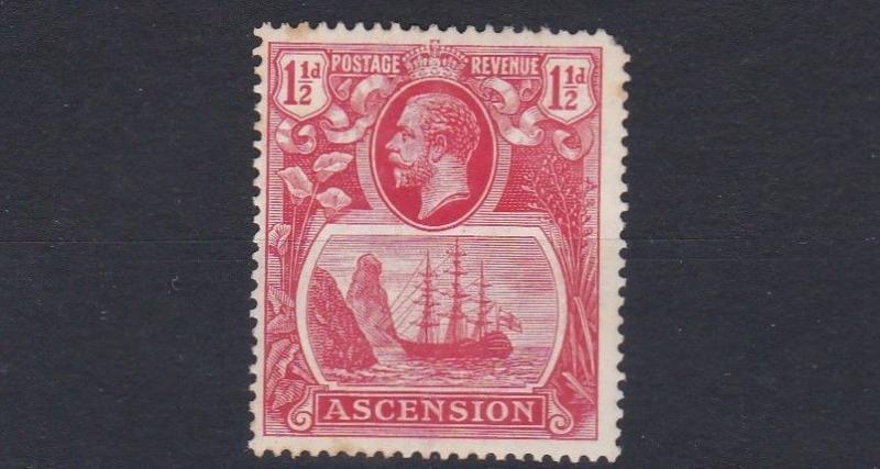 ASCENSION 1924  S G  12   1 1/2D   ROSE RED       MH   TONED GUM 