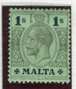 MALTA; 1914 early GV issue fine Mint hinged Shade of 1s. value