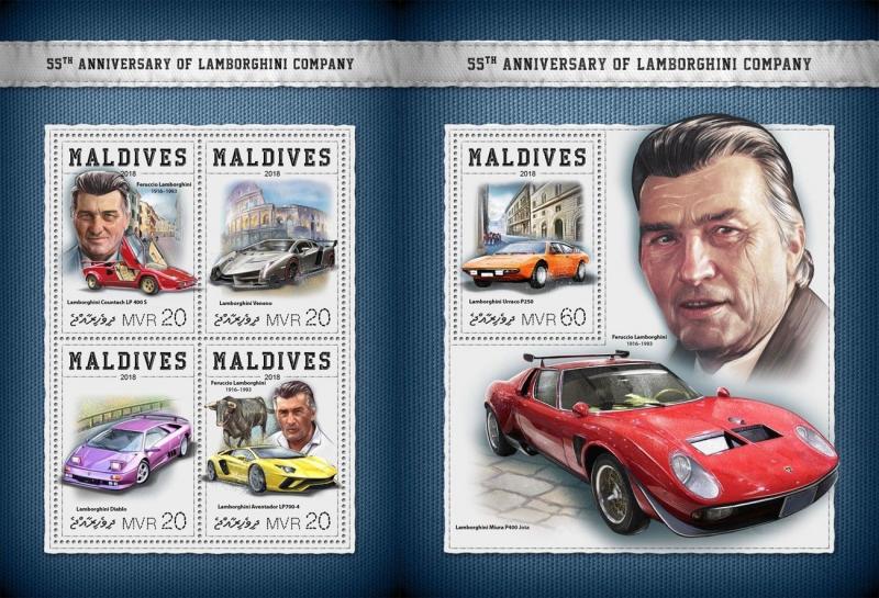 Z08 MLD18403ab Maldives 2018 Cars Lamborghini MNH ** Postfrisch Set