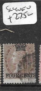 MALAYA STRAITS SETTLEMENTS  (P2704B)  ON INDIA 4C  QV SG 4  VFU