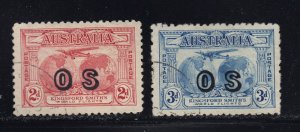 Australia Scott # O1 - O2 VF-used set nice colors scv $ 125 ! see pic !