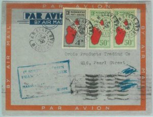 83224 - Postal History - FIRST FLIGHT:  Madagascar - Congo - France  1935   # 65