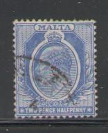 Malta Sc 36 1911 2 1/2d Edward VII stamp used