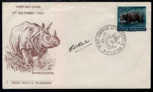 India 362 Rhinoceros U/A FDC