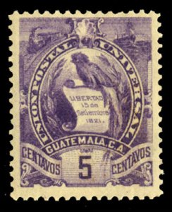 Guatemala #45 Cat$200, 1886 5c purple, hinged