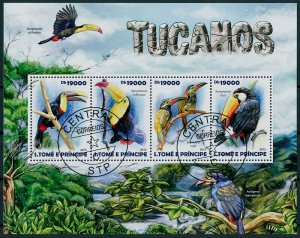 Sao Tome & Principe 2015 CTO Birds on Stamps Toucans Toucan 4v M/S