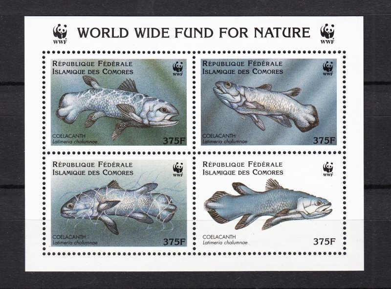 Z3917, 1998 comoro islands sheet of 4 mnh #833e fish WWF