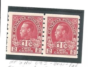 Canada # MR6 MINT NH DIE I 1c WAR TAX ON 2c BRITE RED KGV COIL PAIR BS28771