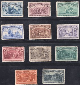 MOMEN: US STAMPS #230-240 1c-50c COLUMBIANS MINT OG H LOT #72435