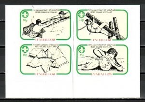 Eynhallow, 1982 issue. 75th Anniversary, IMPERF sheet of 4. ^