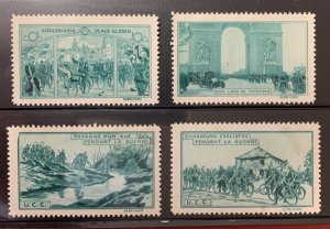 France: WWI, Cyclists & Monument to the Blue Devils, Set of 4 Poster Stamps