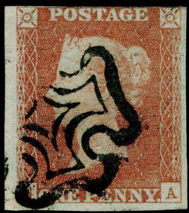 Sg7, 1d red-brown PLATE 1b, good used. Cat £190. BLACK MX.