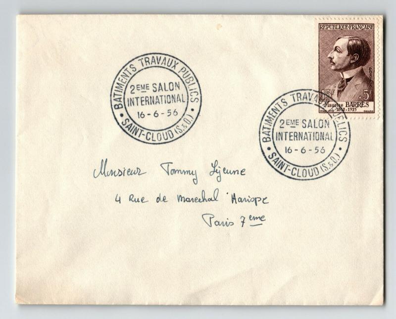 France 1956 Barres Issue on Salon International Cover - Z13382