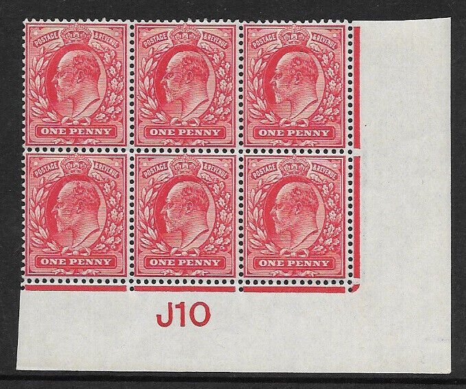 M5(1) 1d Scarlet EDVII De La Rue control J10 Imperf UNMOUNTED MINT