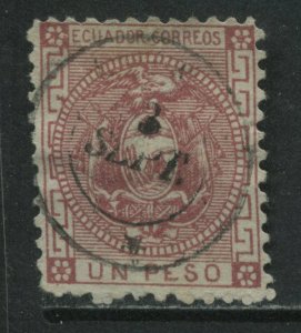 Ecuador 1872 1 peso rose CDS used 