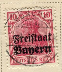 GERMANY BAVARIA;  1919 May Free State Germania Optd. issue used 10pf. value