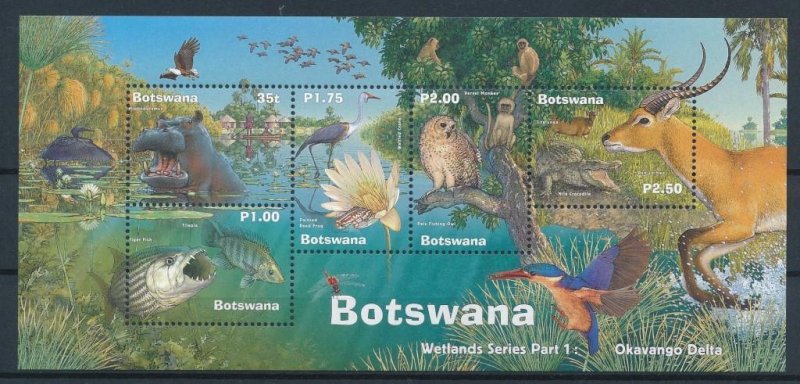 Botswana 2000 Wetlands Animal Series 1 Birds Fish Owl Hippo Nature Fauna Stamps