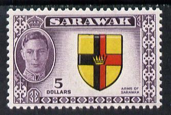 Sarawak 1950 KG6 $5 Arms of Colony very fine mounted mint...