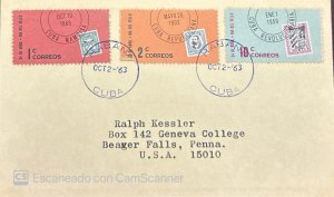 KV)1963 CUBA, COVER DEPARTING FROM HAVANA CUBA TO BEAVER FALLS PENNSYLVANIA USA