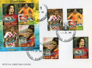 Somalia 2004 THE 2004 UEFA EUROPEAN FOOTBALL Set+Sheet Perforated in FDC