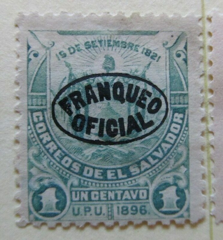 A6P38F202 Salvador Official Stamp 1896 Unwmk optd 1c mh*