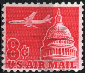 SC#C64 8¢ Jet Airliner Over Capitol Single (1962) Used