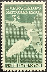 Scott #952 1947 3¢ Everglades National Park MNH OG XF/Superb minor perf tear