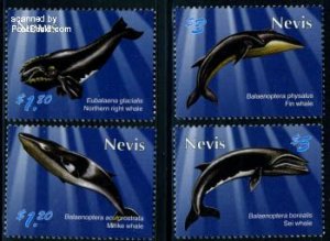 Nevis 2010, Whales 4v, MNH