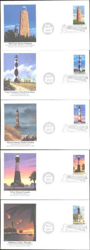 #3787-91 Southeastern Lighthouses Fleetwood FDC Set