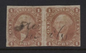 1860s R1a pair 1 cent express revenue imperforate [6513.31]