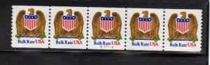 #2602 MNH strip/5 #A11111 10c Eagle & Shield 1991-93 Issue 