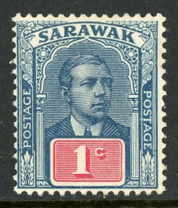 Sarawak 1928  Sir Charles Brooke 1¢ Blue & Rose Wmk Scott #79 Mint Y114 ⭐⭐⭐⭐⭐⭐