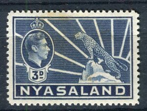 NYASALAND; 1938 early GVI Leopard issue fine Mint hinged 3d. value