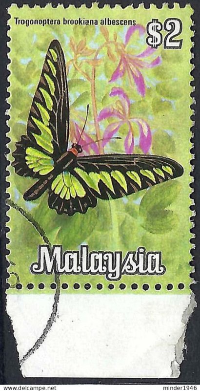 MALAYSIA 1970 $2 Multicoloured, Butterfly SG69 FU with Bottom Gutter