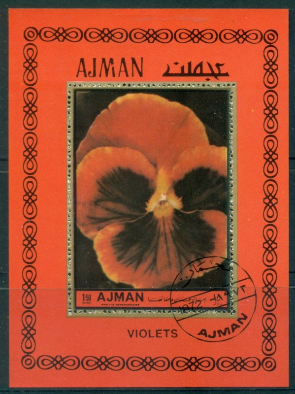 Ajman 1972 Mi#MS466A Flowers, Violets MS CTO