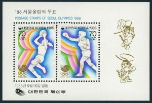 Korea South B24a sheet,MNH.Mi Bl.507. Olympics Seoul-1988.Boxing,Basketball.1985