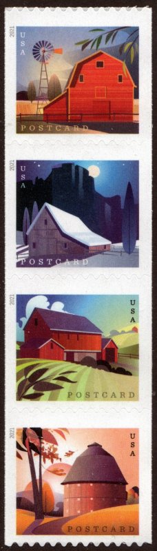 SC#5550-53 (Forever) Barns Coil Strip of Four (2021) SA