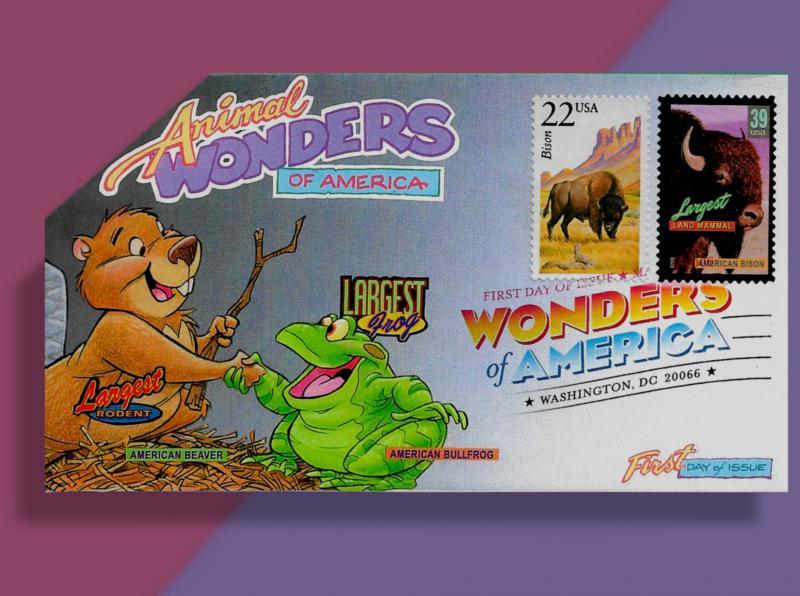 Wonders of America Combo FDC Focuses on Big Ol' American Bison on Pop-Up Cachet