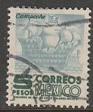 MEXICO 929, $5Pesos 1950 Definitive 2nd Printing wmk 300. USED. F-VF. (1420)