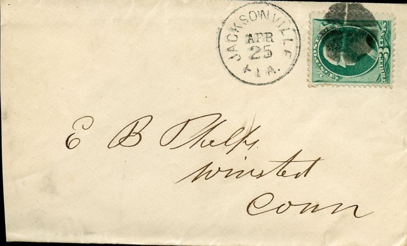 US JACKSONVILLE, FL 4/25/18?? 3C MUTE CANCEL COVER TO WINSTED, CT AS SHOWN