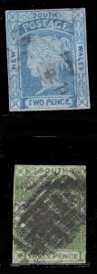 MOMEN: NEW SOUTH WALES SG #63,65 1852-5 IMPERF USED £300 LOT #66408