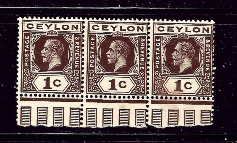 Ceylon 200 MNH 1920 Strip of 3