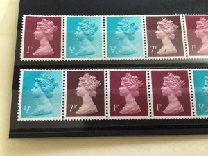 Great Britain Mint never hinged Machins strip stamps A13108
